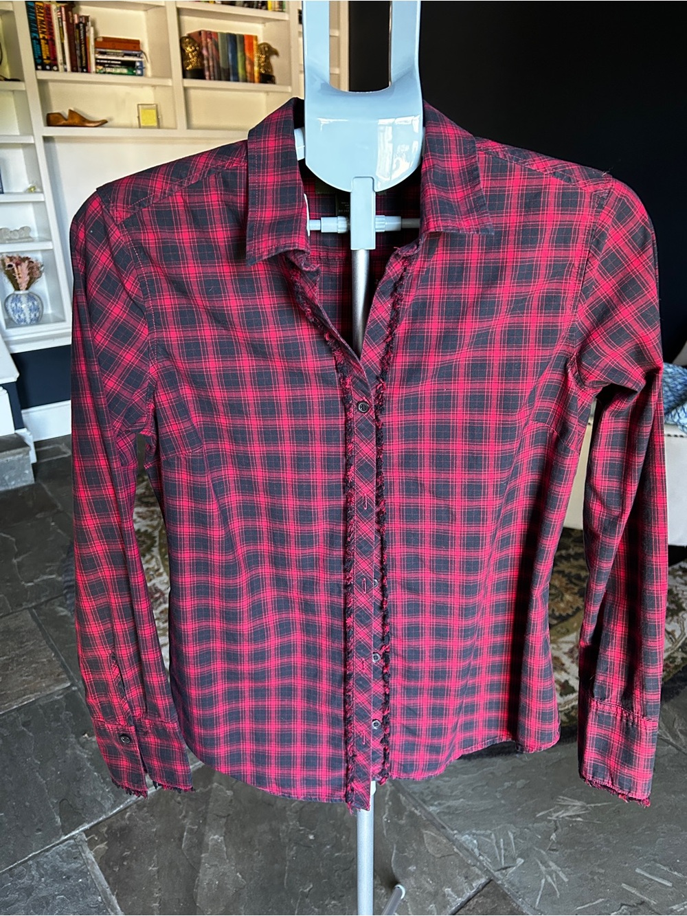 Eddie Bauer women’s Medium Buffalo Plaid Button-Down Shirt.